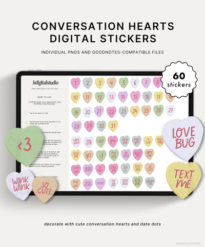 Conversation Hearts Digital Stickers KDigitalStudio