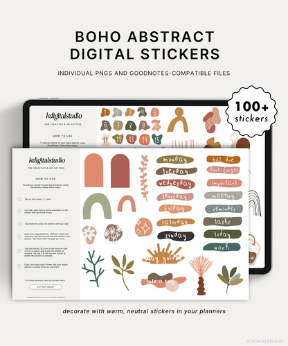 Boho Abstract Digital Stickers