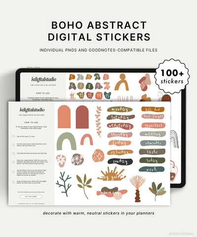 Boho Abstract Digital Stickers KDigitalStudio
