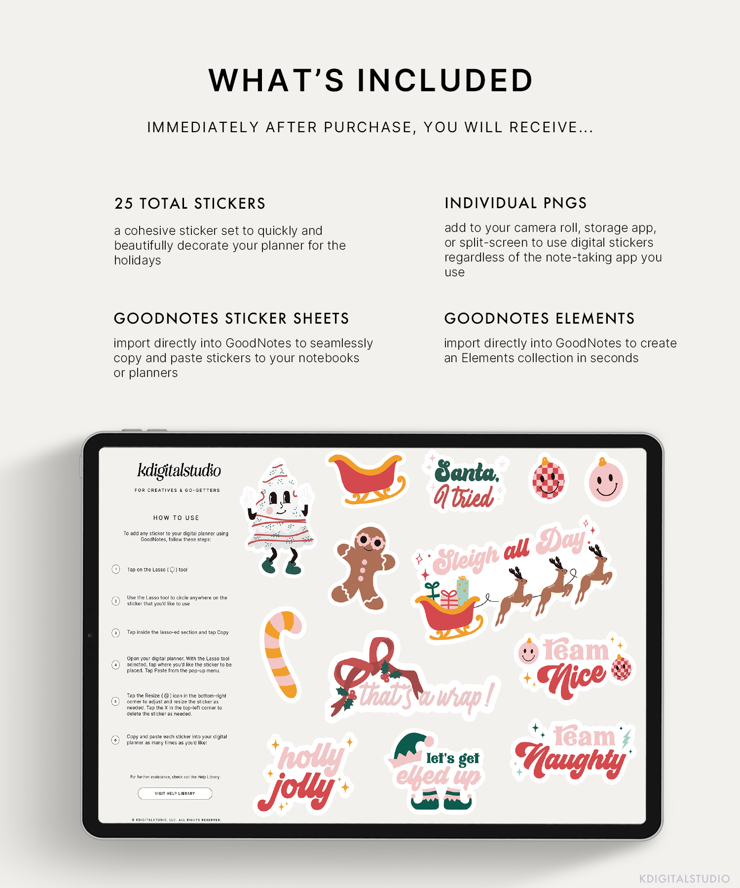 Retro Christmas Digital Stickers