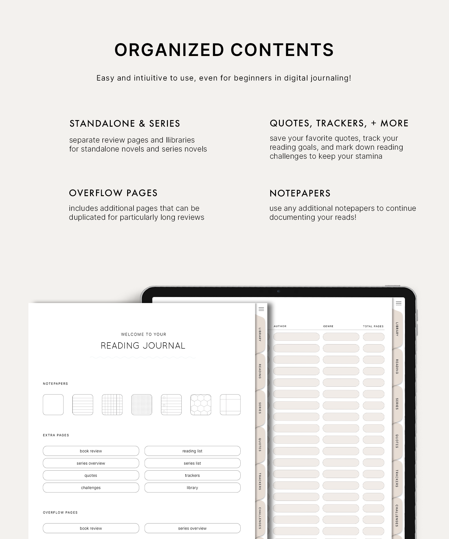 Digital Neutral Reading Journal