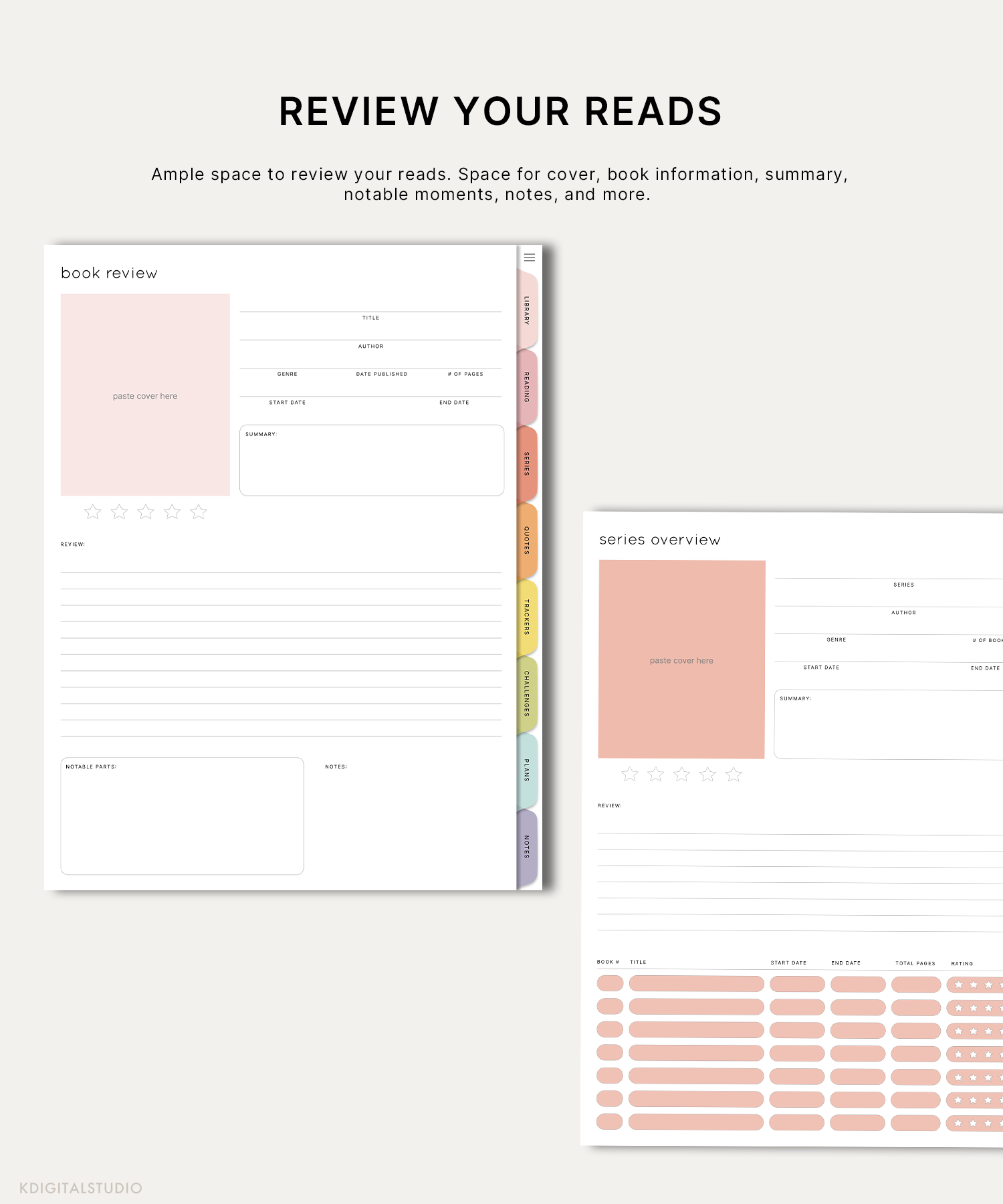 Digital Rainbow Reading Journal