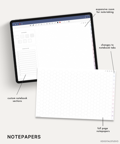 Notepapers and note-taking in the student digital planner