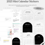 2025 mini calendar arch digital stickers