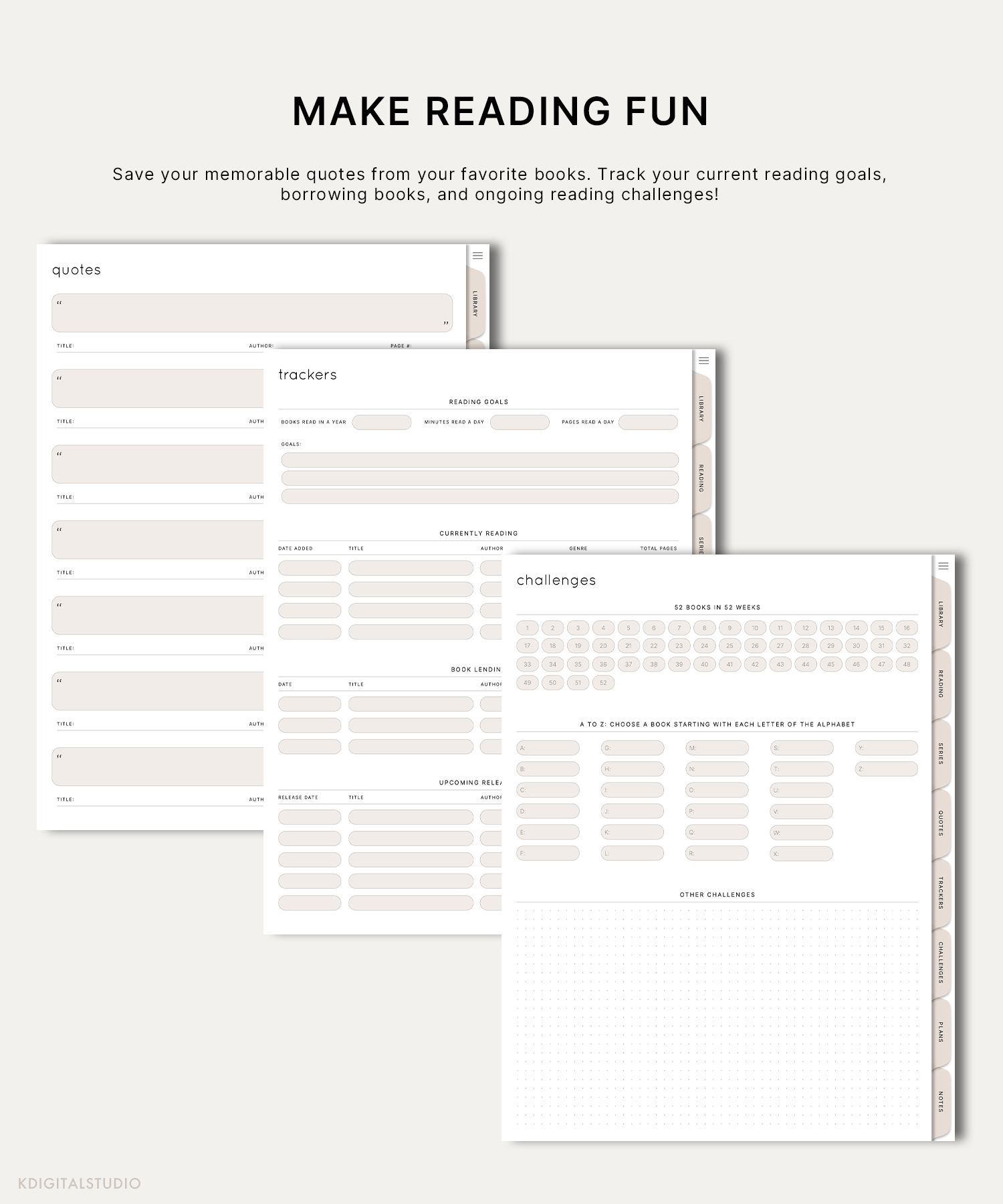 Digital Neutral Reading Journal