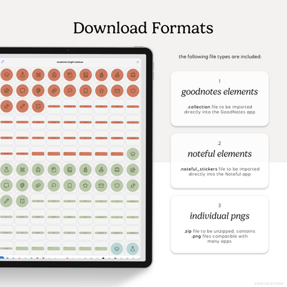 Academic Icons & Labels (Bright Rainbow) Digital Stickers