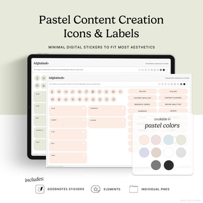 Pastel Content Creation Icons & Labels KDigitalStudio