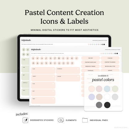 Pastel Content Creation Icons & Labels