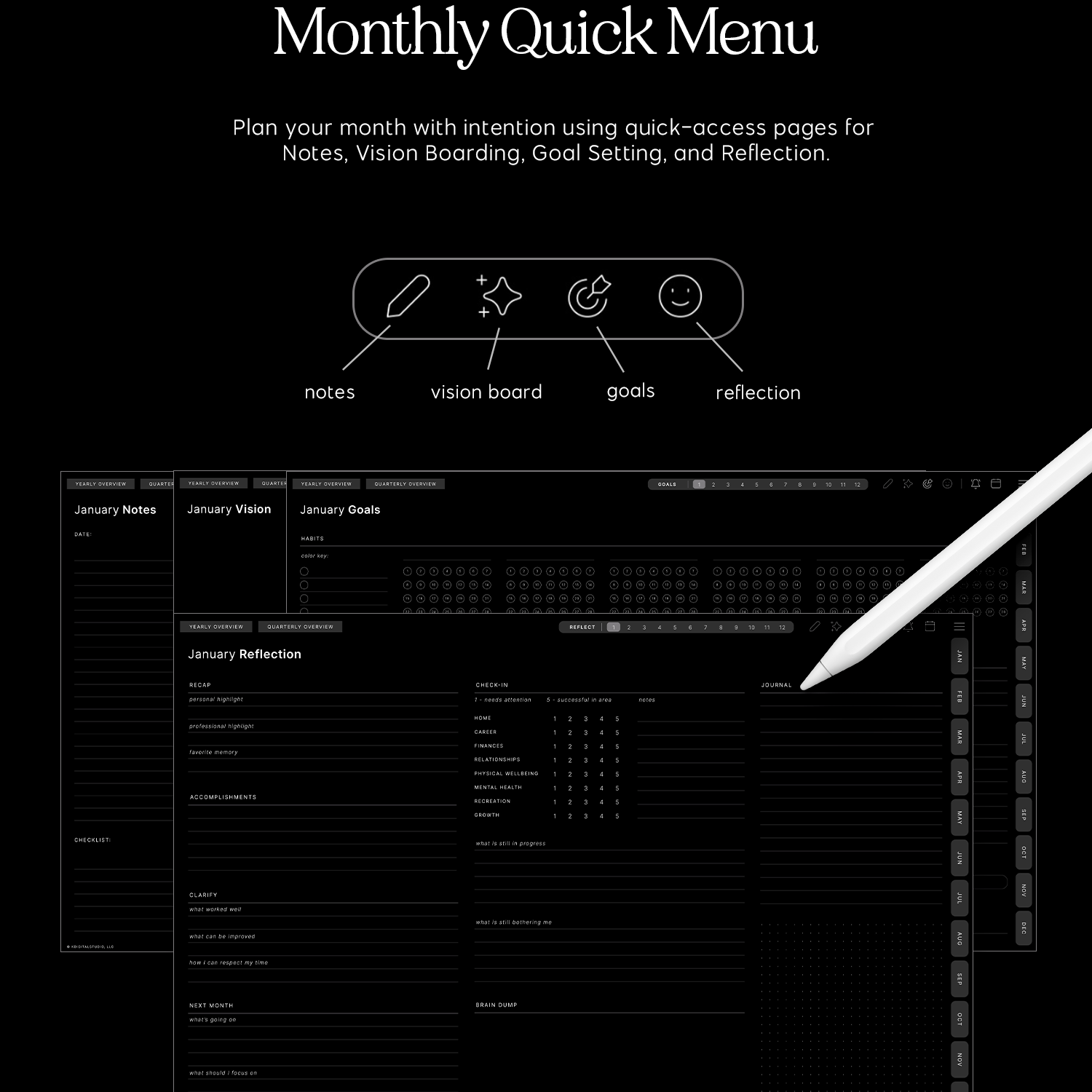 monthly quick menu pages cyberry digital planner