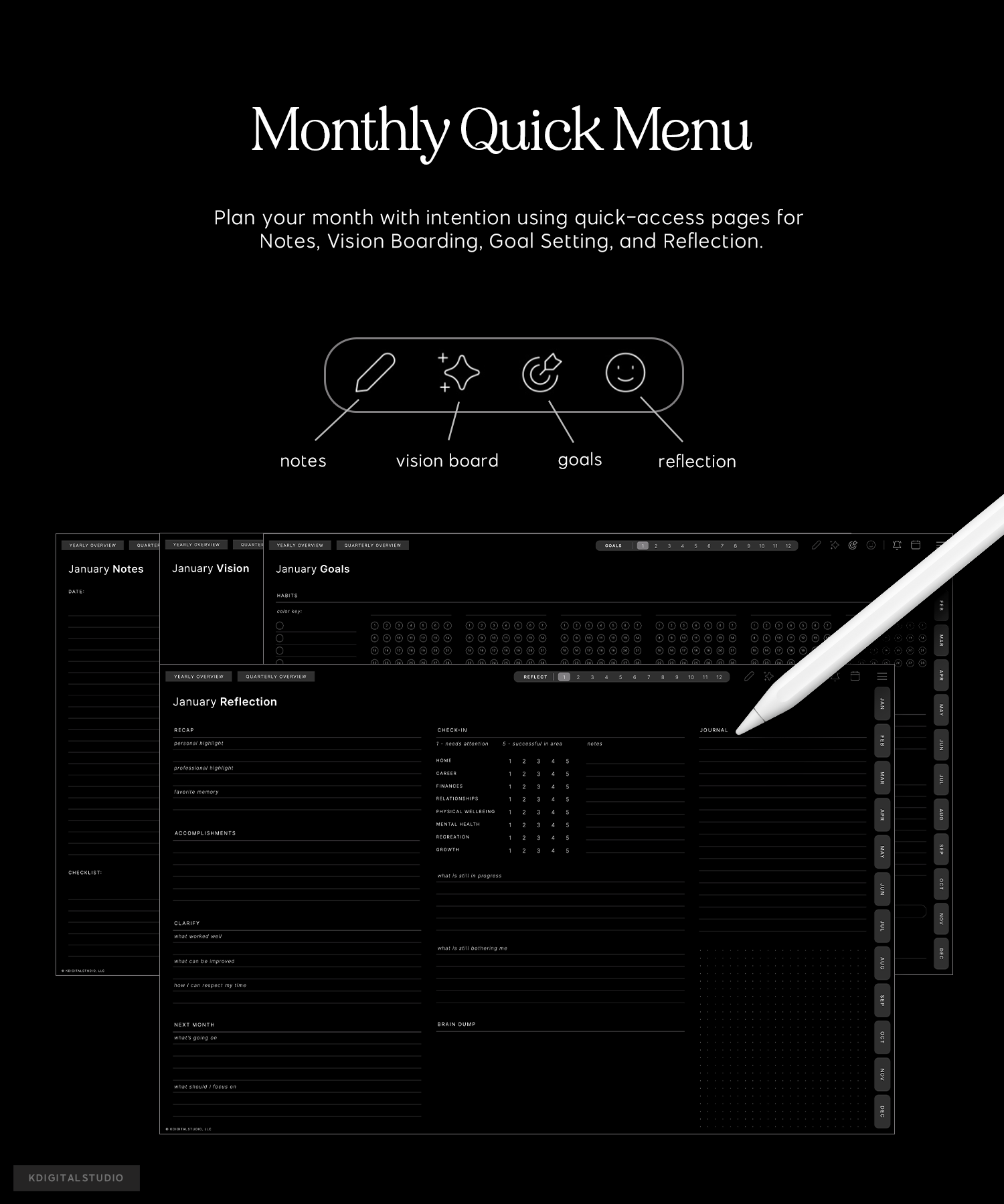 monthly quick menu pages cyberry digital planner