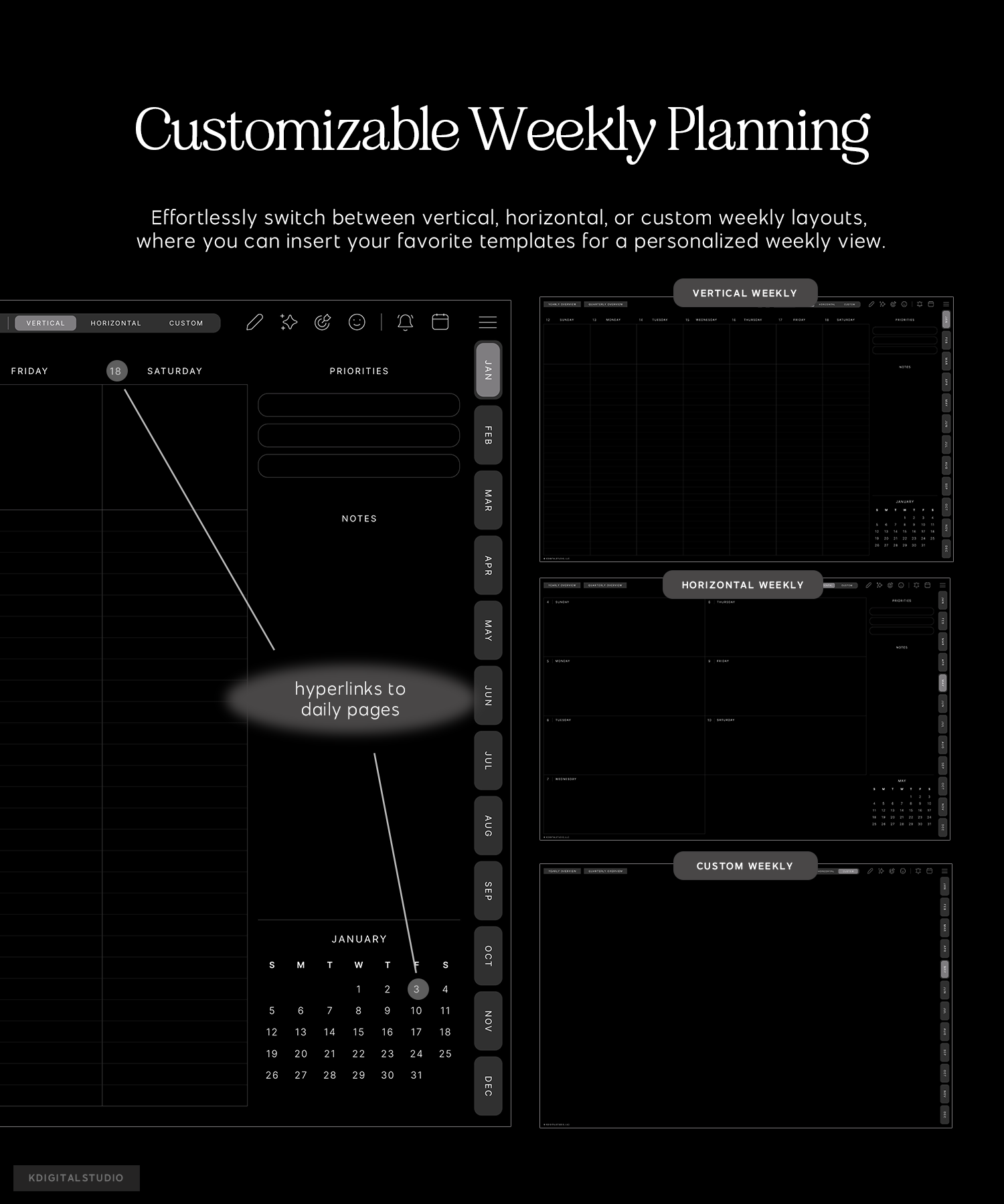 customizable weekly planning cyberry digital planner