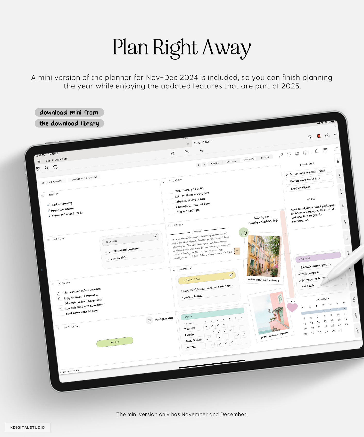 plan right away with the mini version of the cyberry digital planner