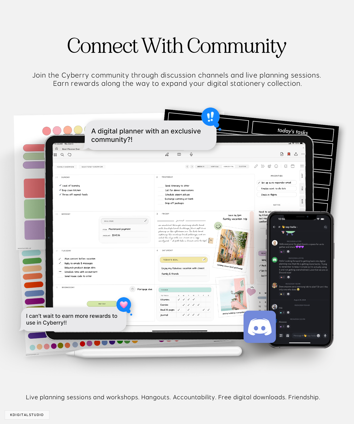 connect with an exclusive community for cyberry digital planner