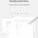 monthly quick menu in cyberry digital planner