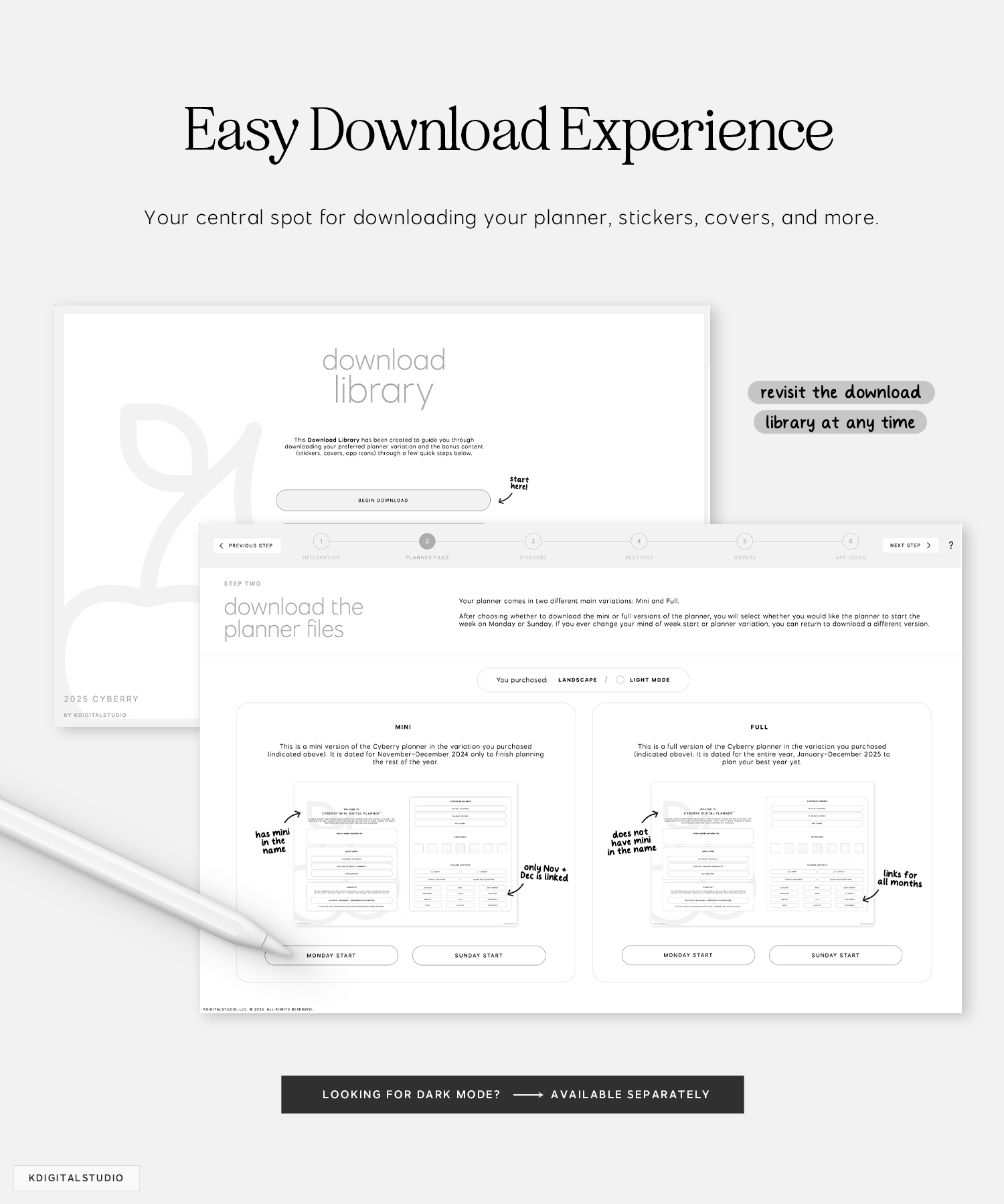 easy download experience with download library cyberry digital planner