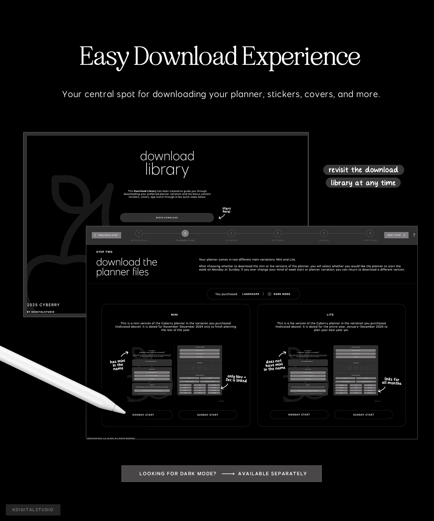 easy download experience for cyberry lite digital planner