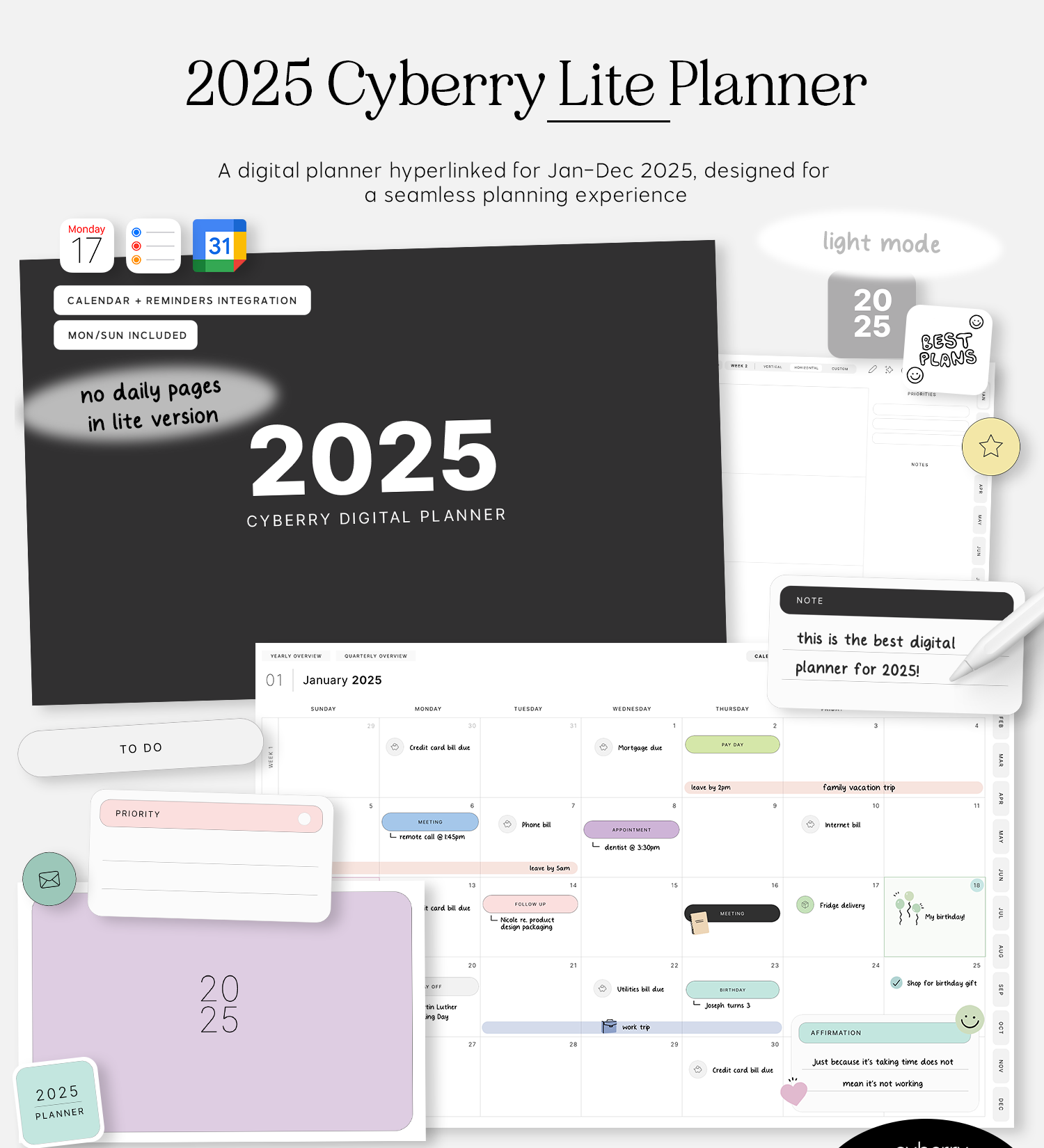 2025 cyberry lite digital planner