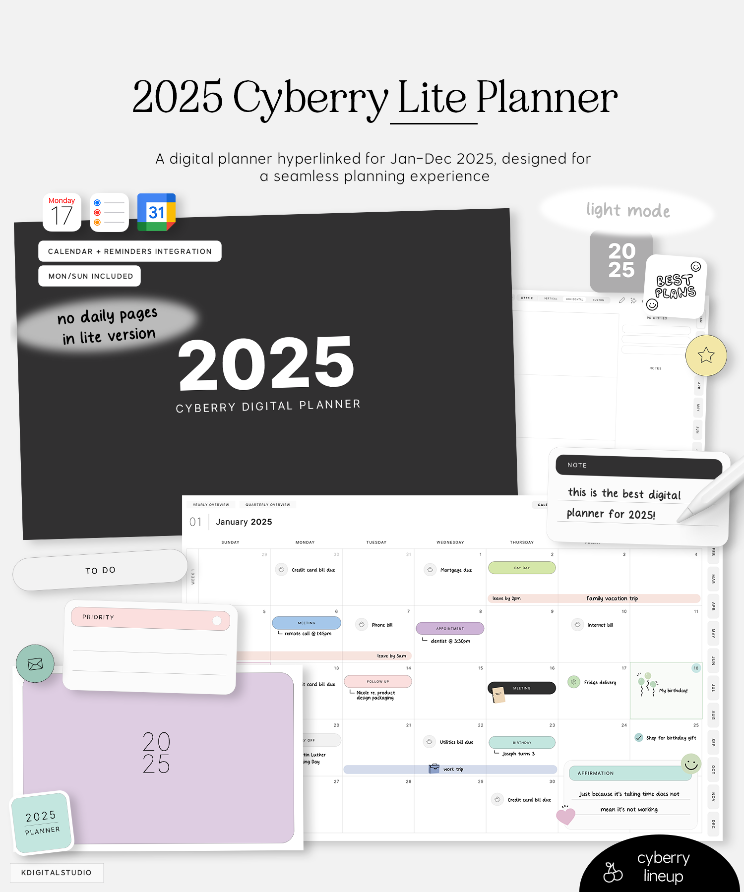 2025 cyberry lite digital planner