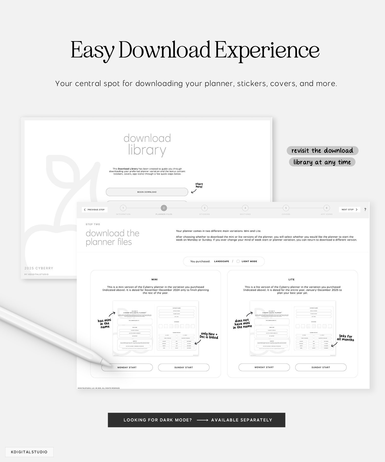 easy download experience for cyberry lite digital planner