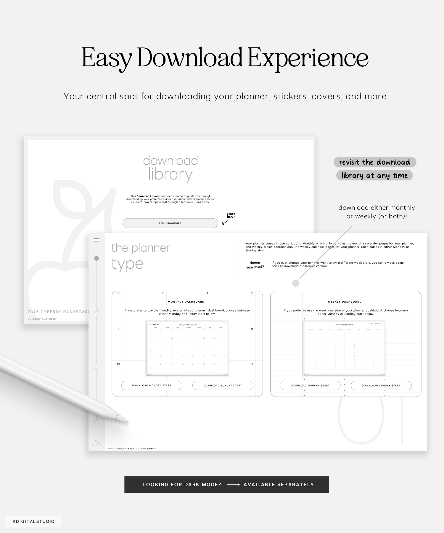 Easy download experience for Cyberry Dashboard planner