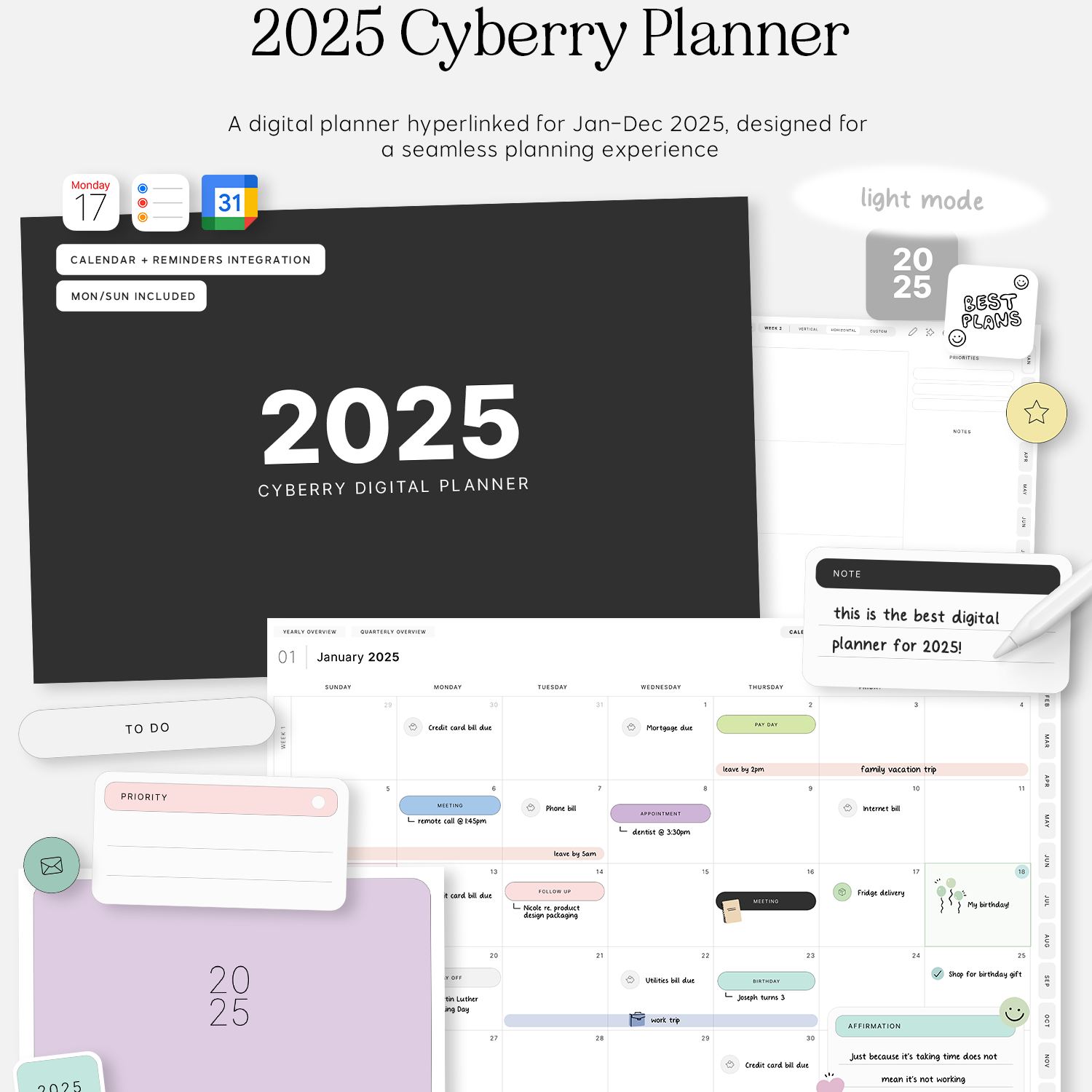 2025 Cyberry Planner in Light Mode