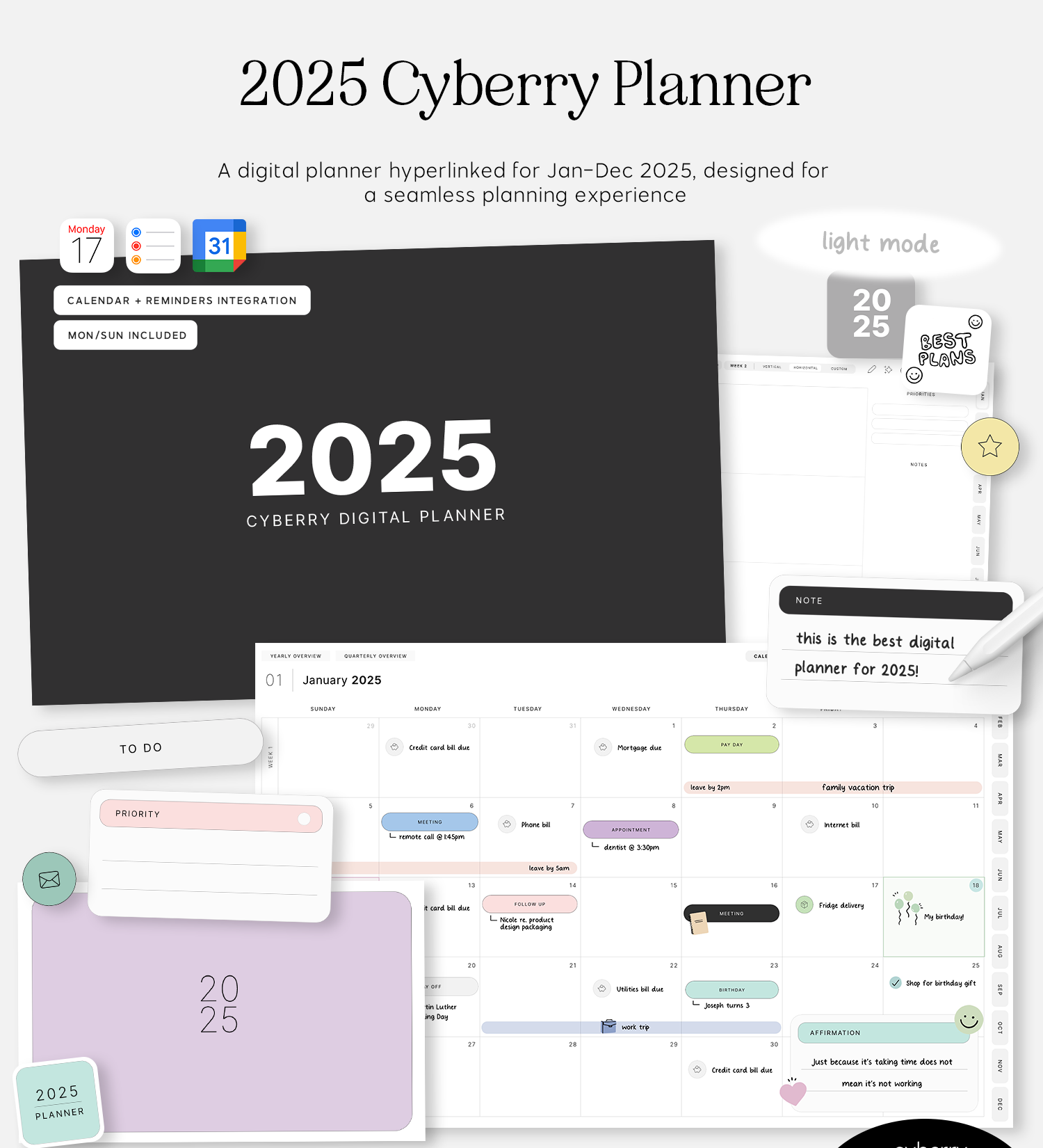 2025 Cyberry Planner in Light Mode