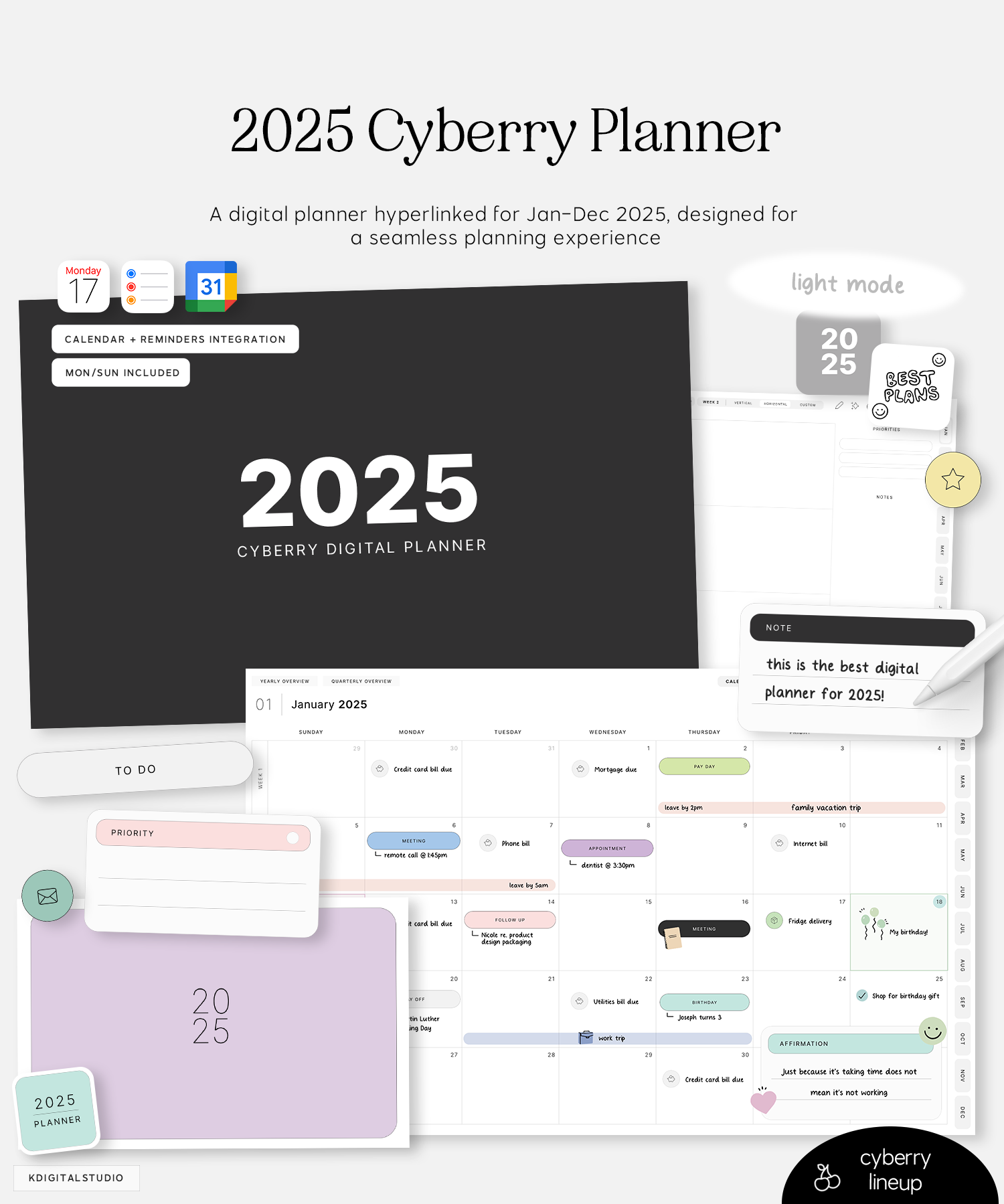 2025 Cyberry Planner in Light Mode