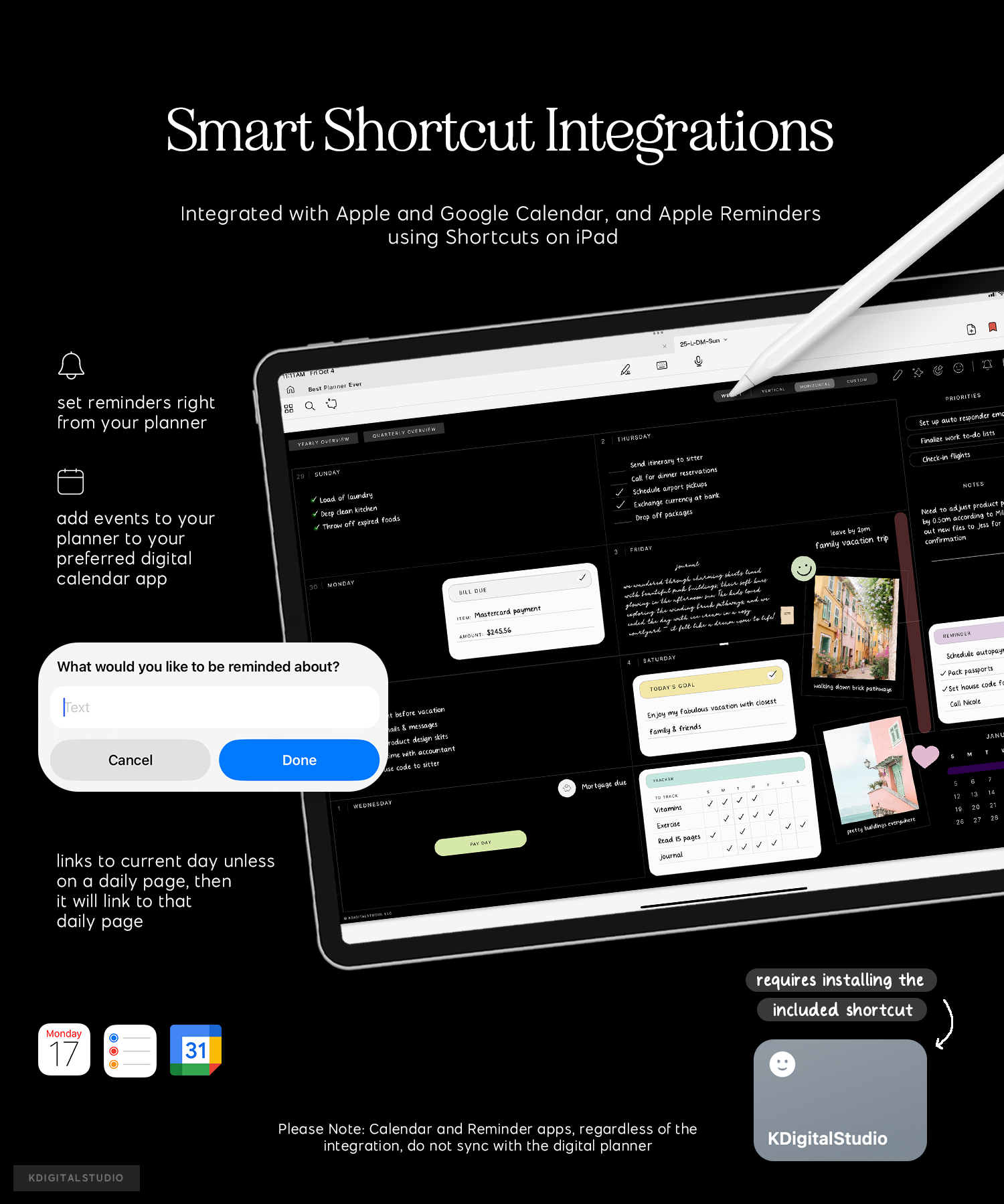 smart shortcut integrations in 2025 cyberry digital planner