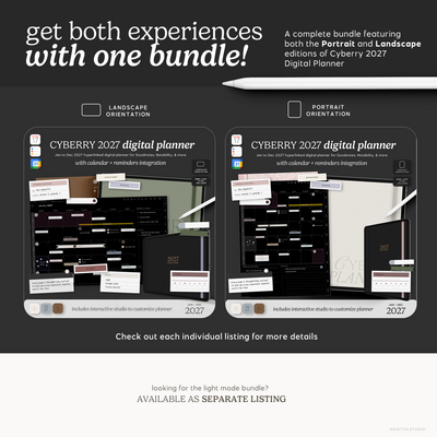 Cyberry 2027 Digital Planner BUNDLE (Dark Mode) KDigitalStudio