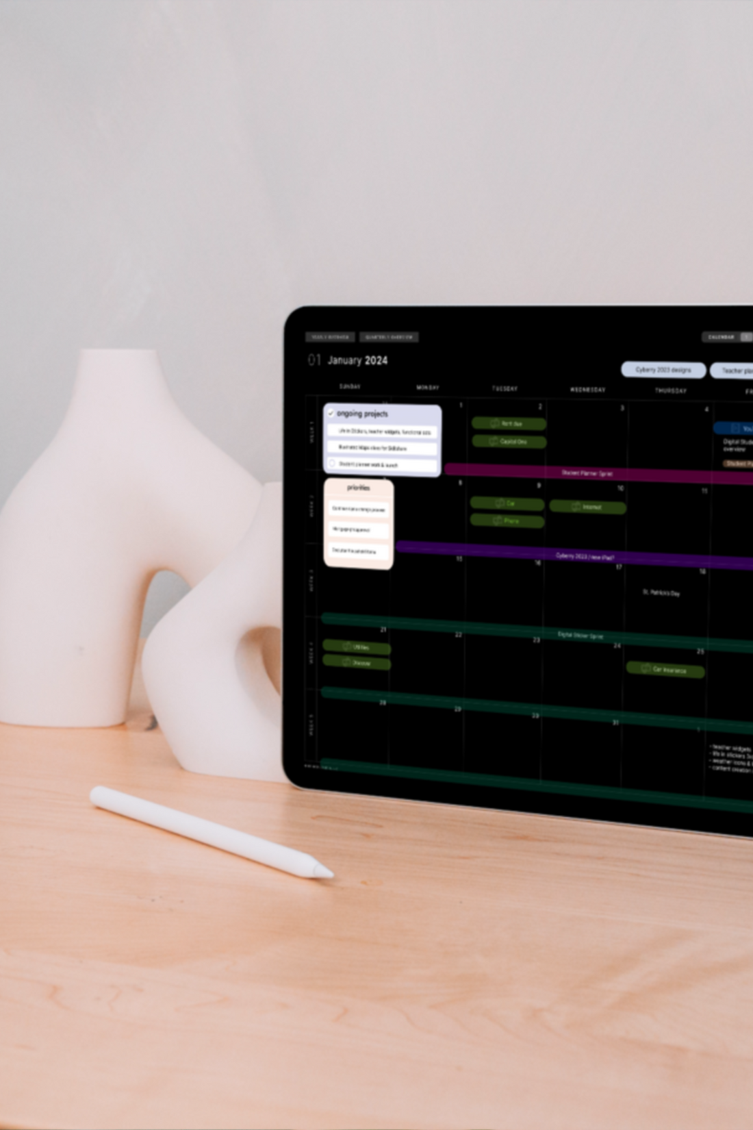 2025 Cyberry Light Mode Digital Planner KDigitalStudio