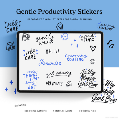 Gentle Productivity Digital Stickers