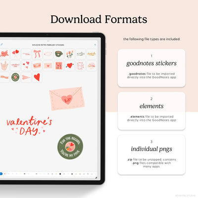 Gouache Retro February Digital Stickers KDigitalStudio