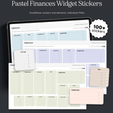 Widgets de finanzas en colores pastel