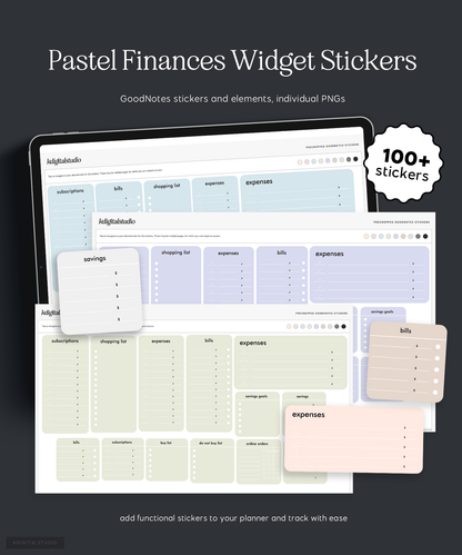 Widgets de finanzas en colores pastel