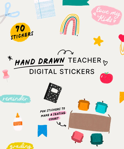 Hand Drawn Teacher Digital Stickers KDigitalStudio