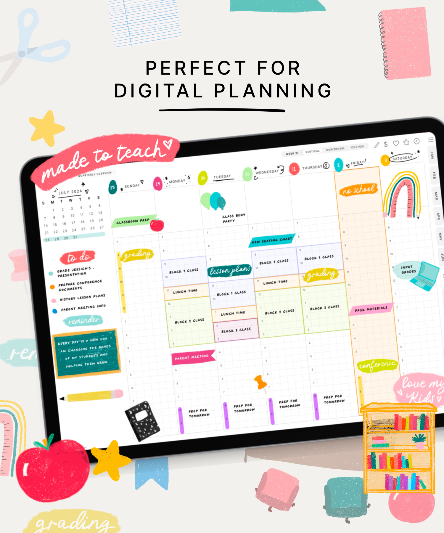 Hand Drawn Teacher Digital Stickers