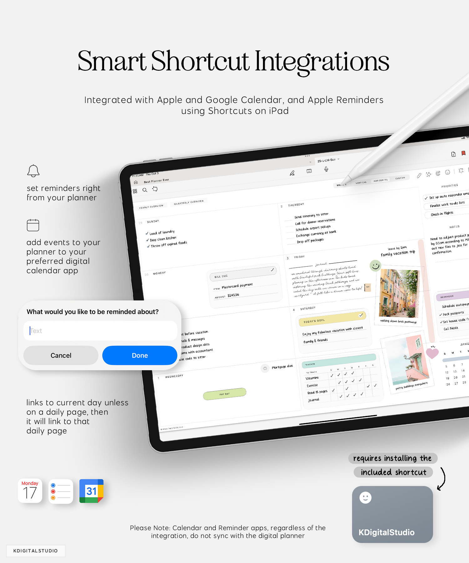 smart shortcut integrations in 2025 cyberry digital planner