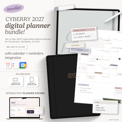 Cyberry 2027 Digital Planner BUNDLE (Light Mode) KDigitalStudio