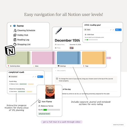 2026 Notion Life Planner & Log Notion System