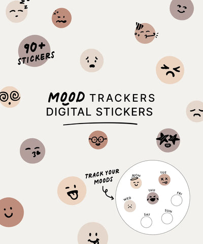 Neutral Mood Trackers Digital Stickers KDigitalStudio