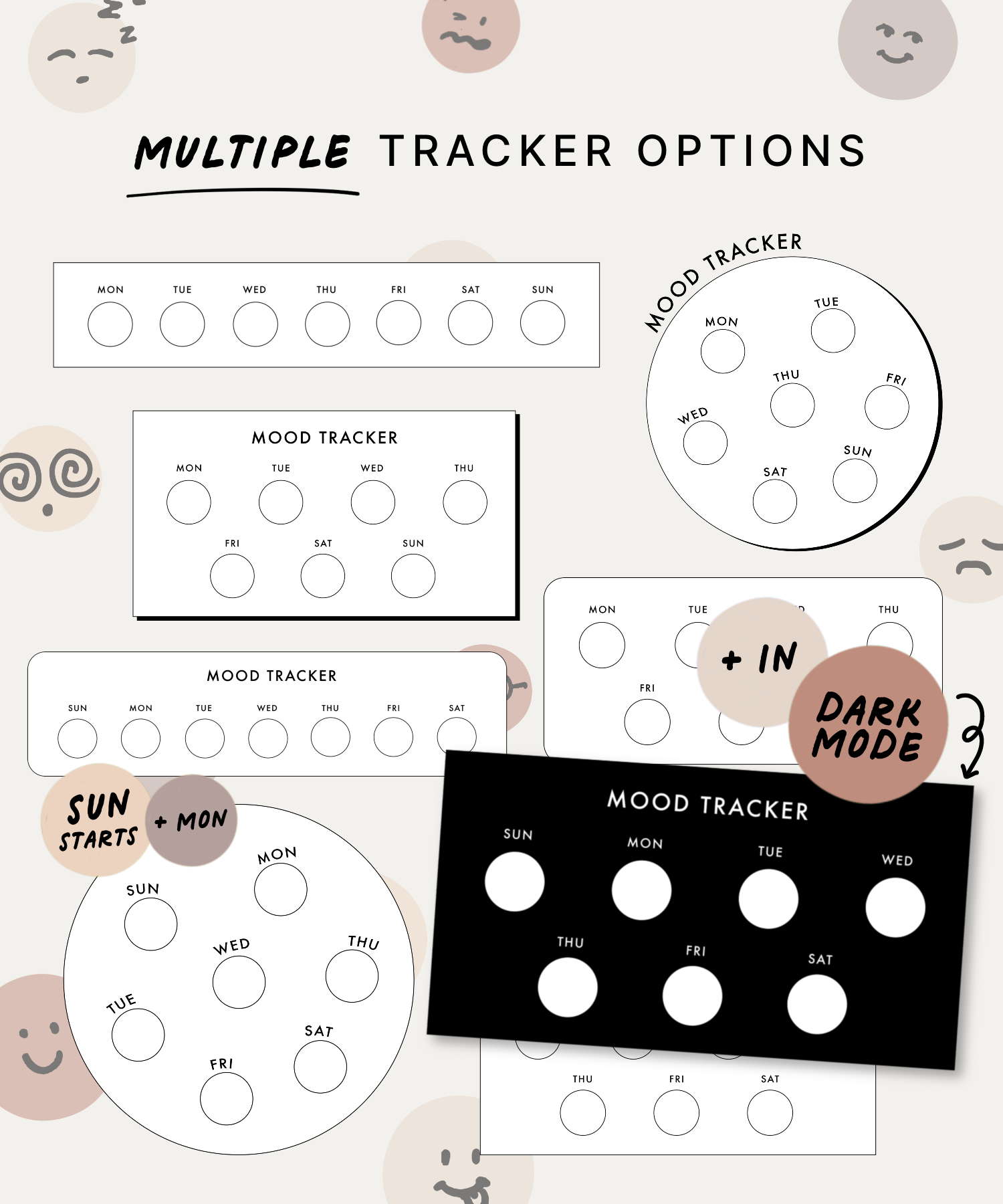 Neutral Mood Trackers Digital Stickers