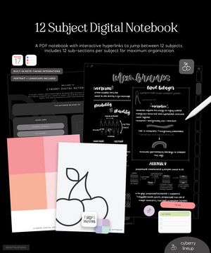 cyberry digital notebook in dark mode