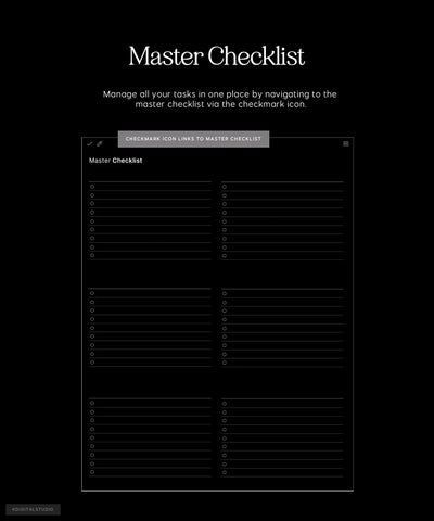 master checklist in cyberry notebook