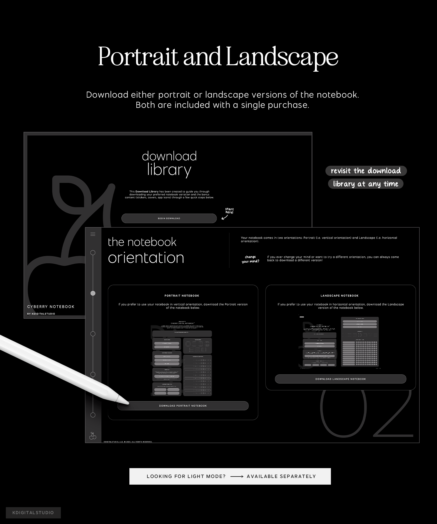 portrait and landscape cyberry notebook in download library