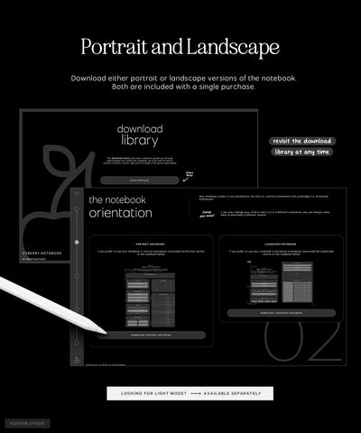 portrait and landscape cyberry notebook in download library