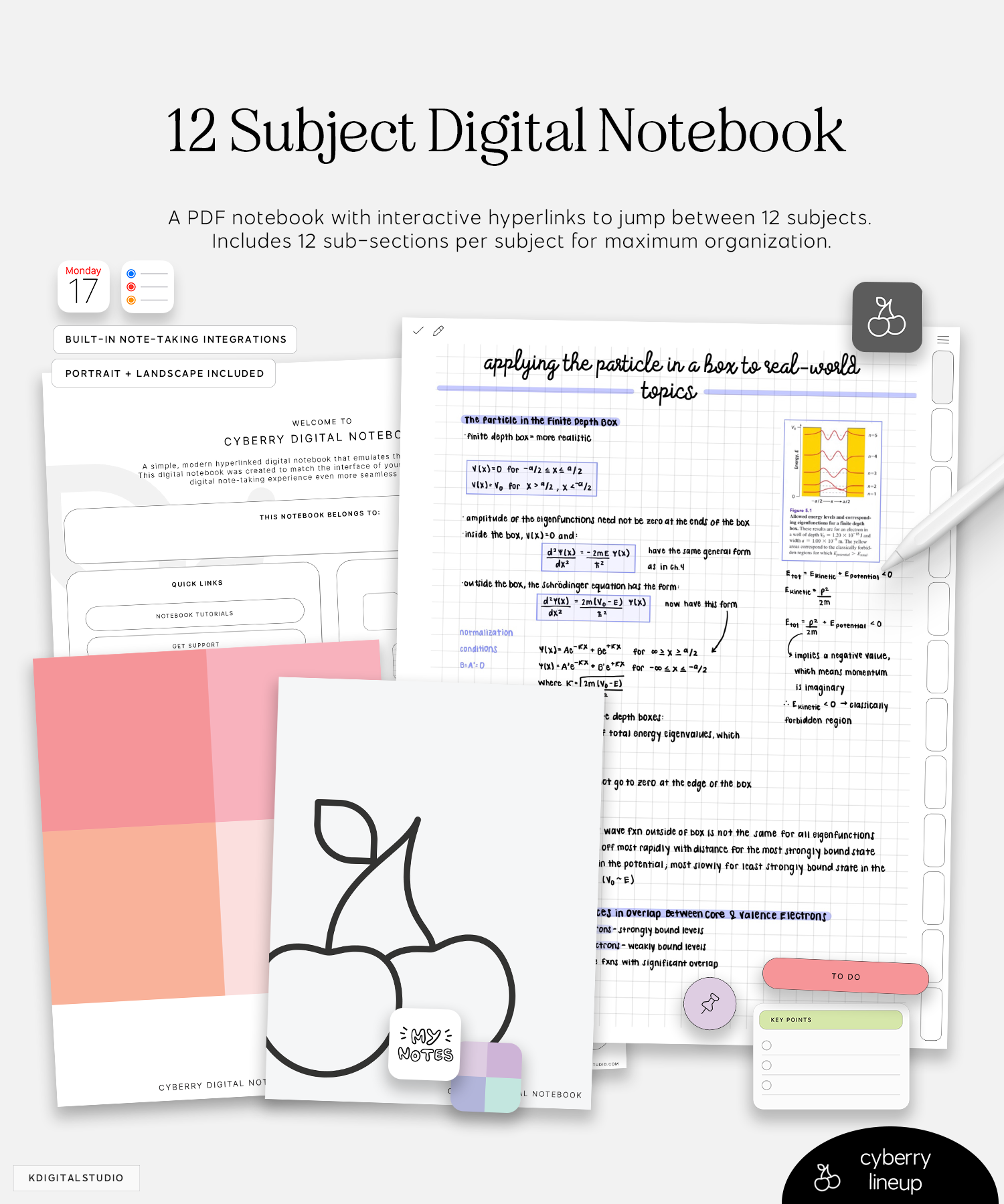 12 subject cyberry digital notebook