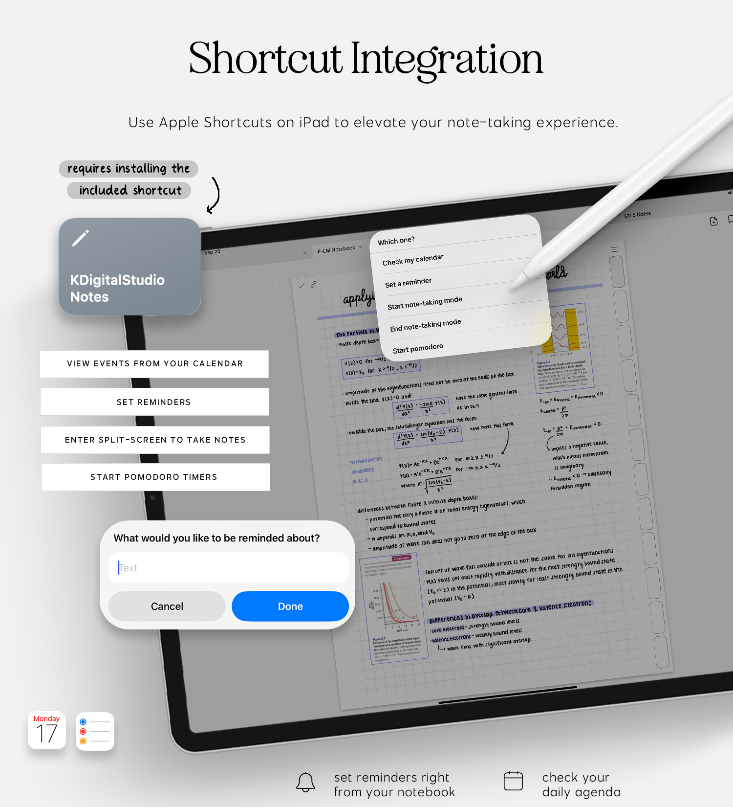 note-taking shortcut integrations in cyberry notebook