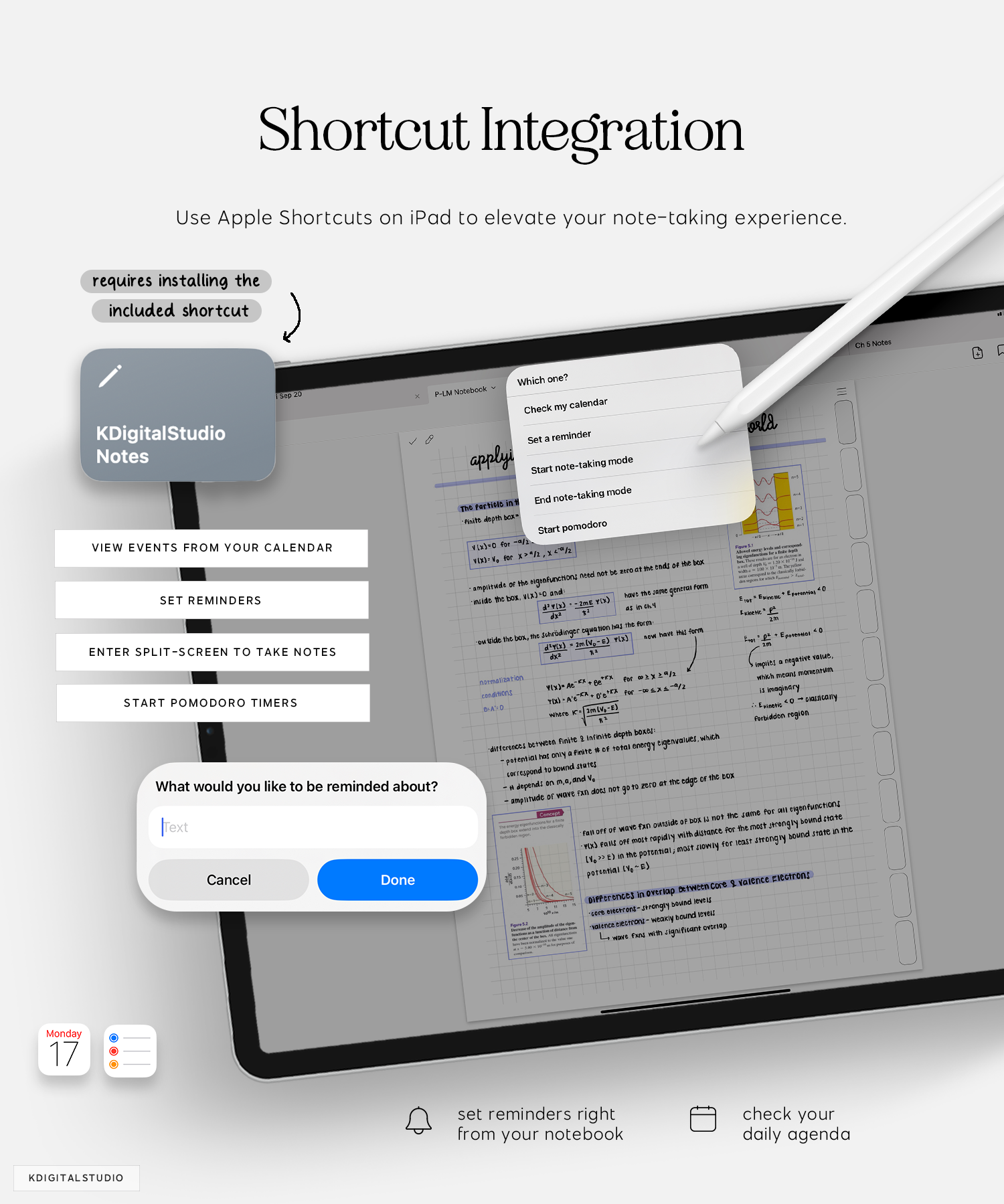 note-taking shortcut integrations in cyberry notebook