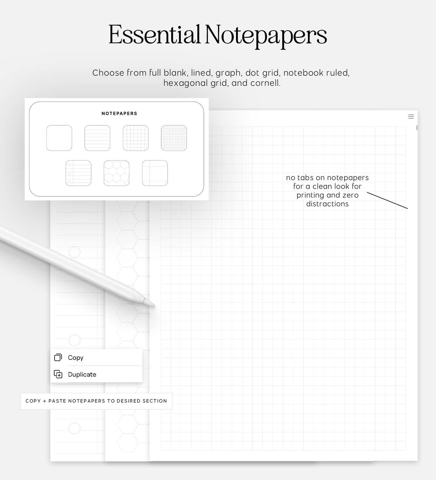 essential notepapers in cyberry notebook