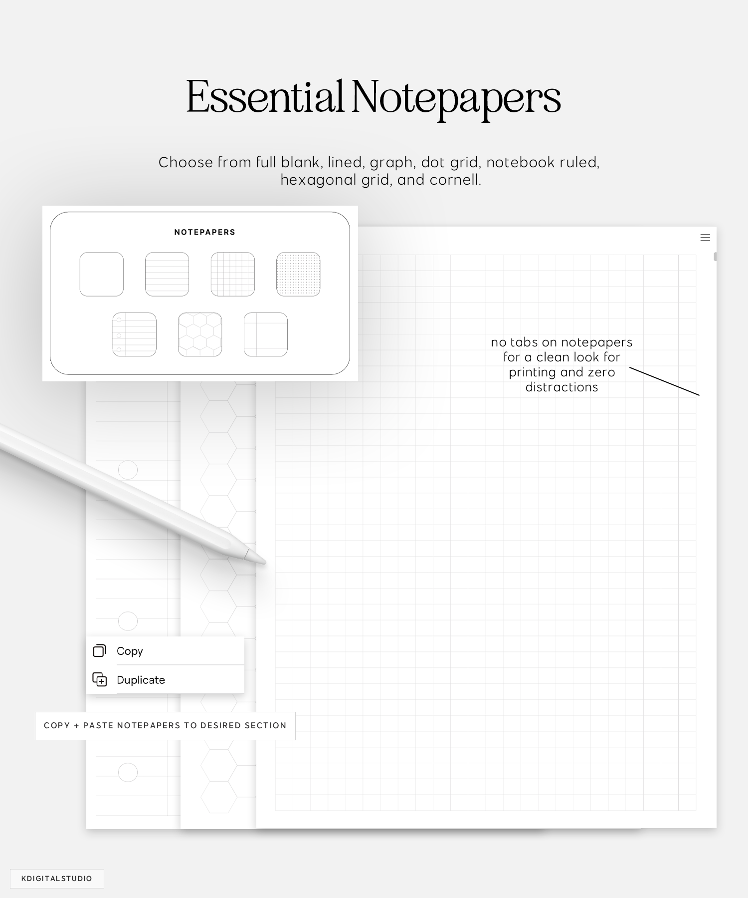 essential notepapers in cyberry notebook